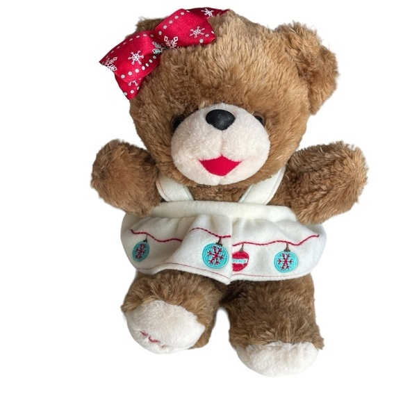 2017 DanDee Christmas Snowflake Teddy Bear Plush Stuffed Animal Toy Cream Dress - Picture 7 of 8